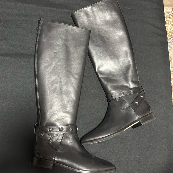 ted baker black leather studded boots - Picture 1 of 10